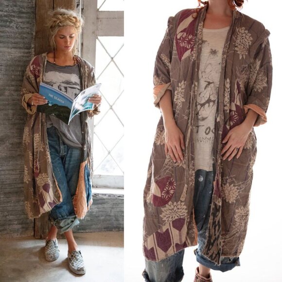 Magnolia Pearl Good Fortune Opulence French Cotton Kimono OSFM - Picture 1 of 10